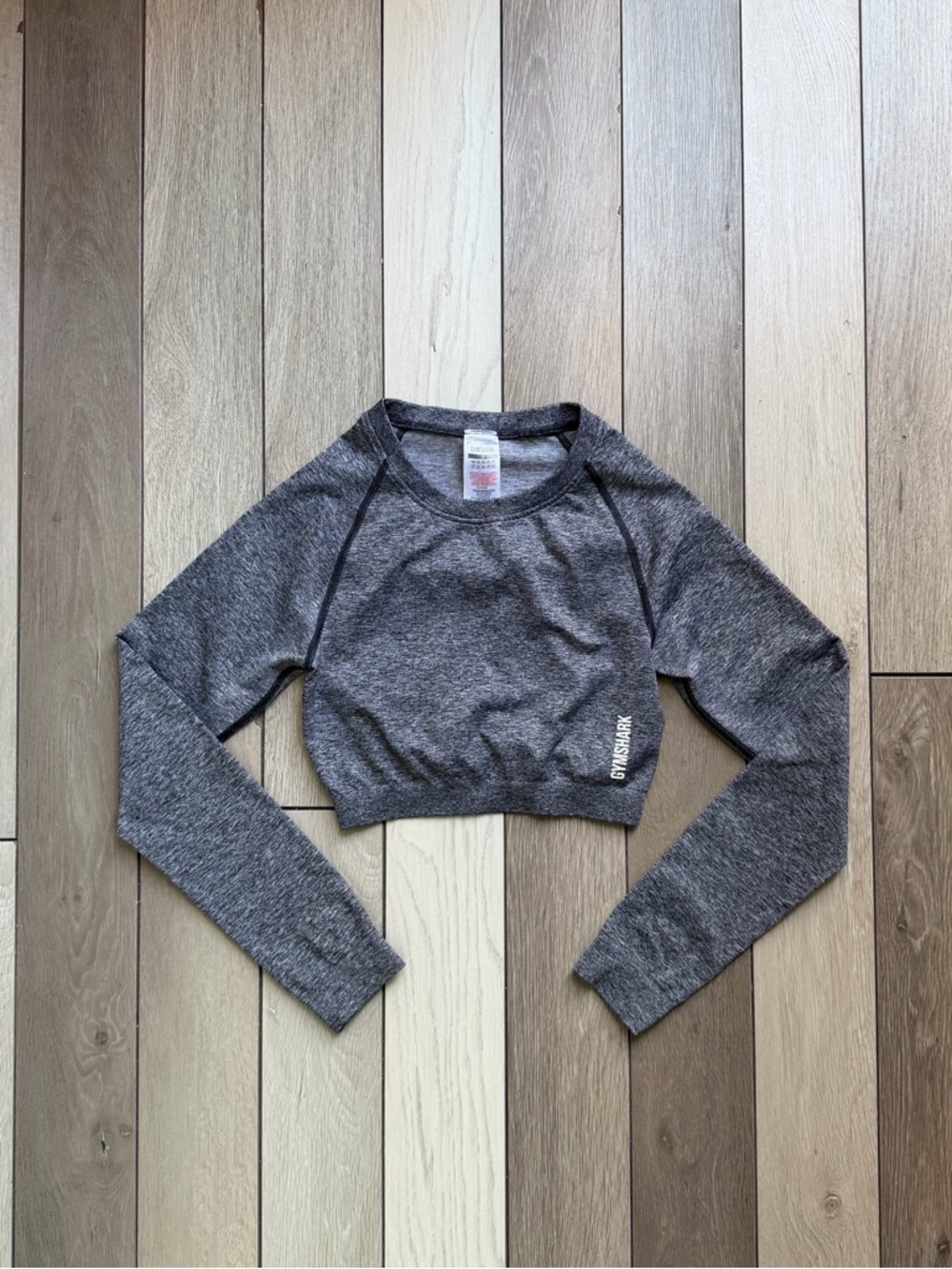 Gymshark Gray Heather Cropped Long-Sleeve Top